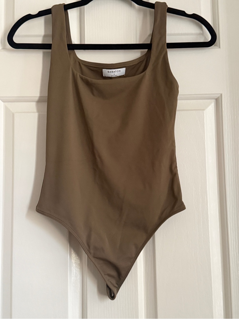 Babaton Olive Green Scoop Neck Bodysuit